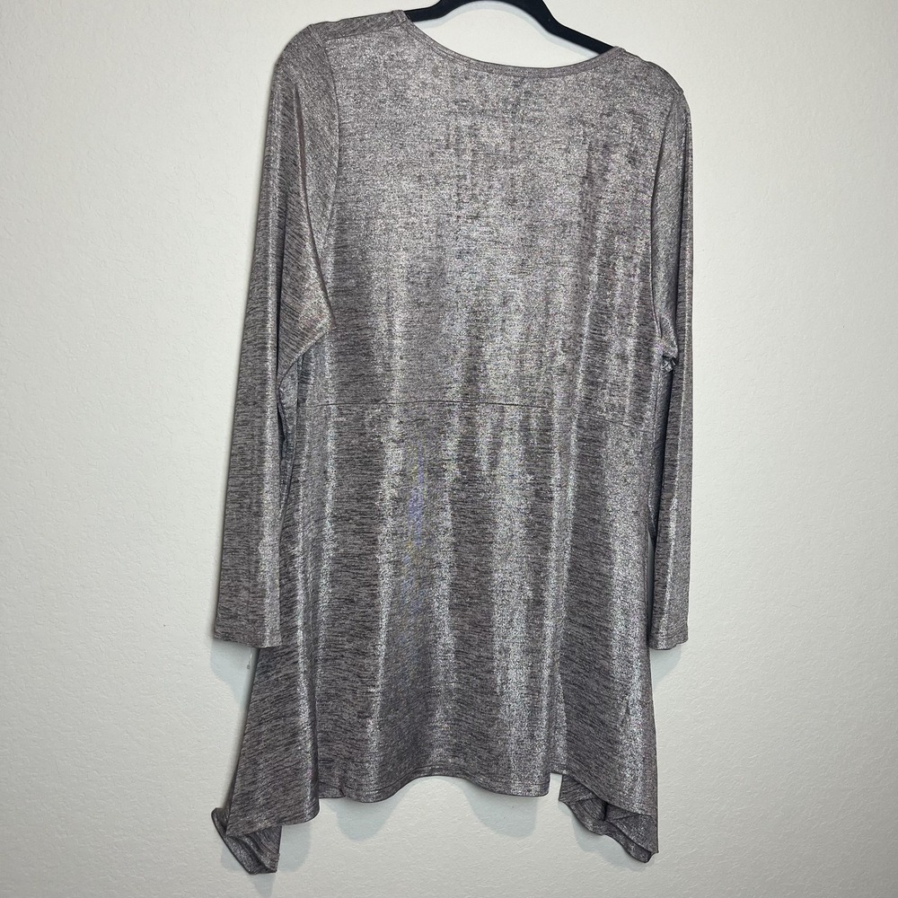 Karen Kane Blouse Womens 1X Gray Heather Scoop Neck Long Sleeve Tunic Top - Picture 4 of 6